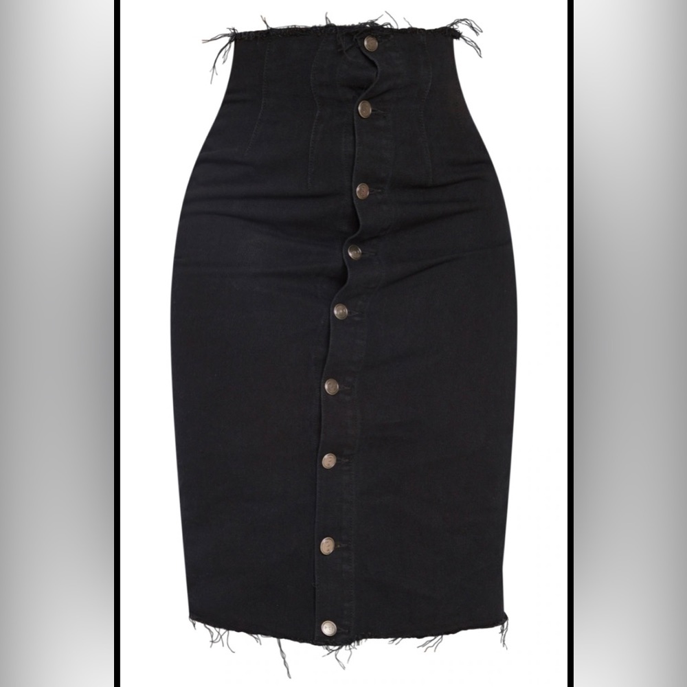 Button Front Midi Skirt